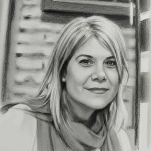 Retrato en blanco y negro de Arancha Marco en plano medio, con expresión profesional y fondo minimalista