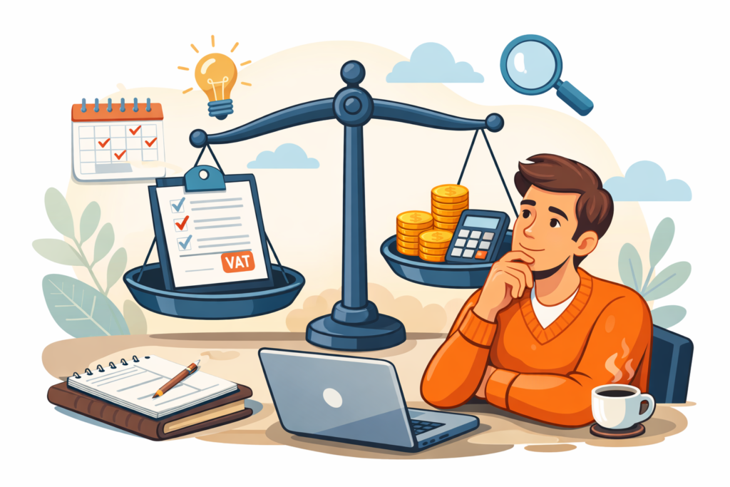 Autónomo analizando si le compensa aplicar el IVA franquiciado comparando gestión fiscal y ahorro económico